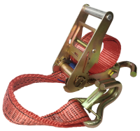 Ремень стяжной UVE, 2,5/5,0 тн, 1 м, трещотка с крюком, крюк с фиксатором