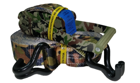 Ремень стяжной UVE, 2,5/5,0 тн, 10 метров, камуфляж, крюк ПВХ