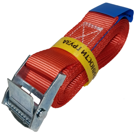 Ремень стяжной UVE с пружинным замком, 250 daN, 2,5 метра, 25мм, красный, арт.RS-25-250-2,5