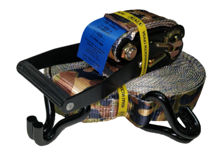 Ремень стяжной UVE, 2,5/5,0 тн, 10 метров, камуфляж/черный, крюк черный